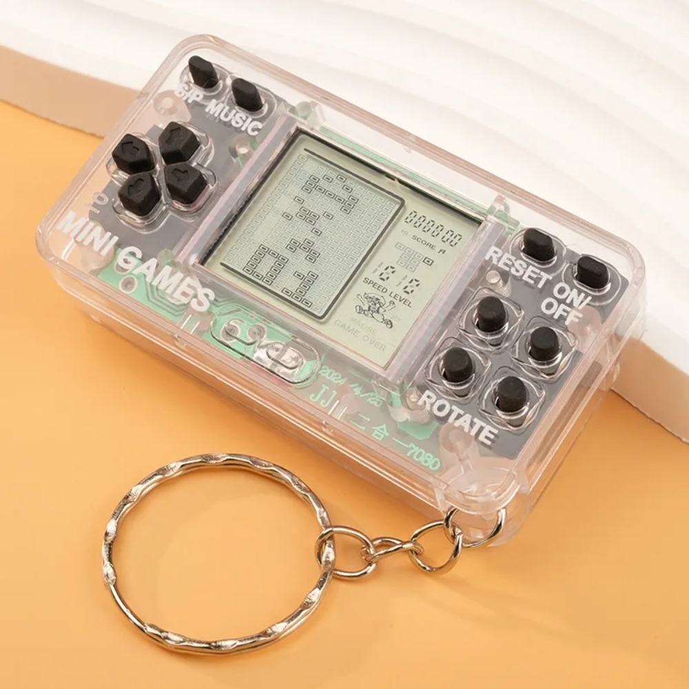 Gaming Console Keychain - พวงกุญแจเครื่องเล่นเกมพกพาขนาดเล็กสไตล์เรโทร พร้อมเสียงกริ่ง น่ารัก สีฟ้า เหมาะสำหรับห้อยกระเป๋า